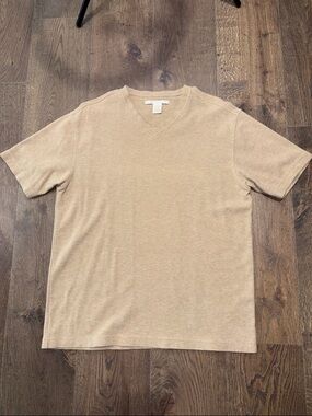 Perry Ellis Men's Beige V-Neck Short Sleeve Tee